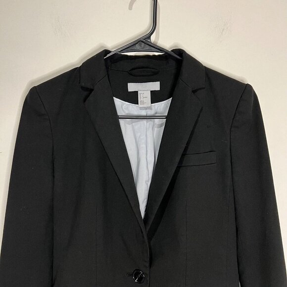 H&M Blazer Size 4 Womens Black Single Button Closure Long Sleeve Jacket - Picture 7 of 11